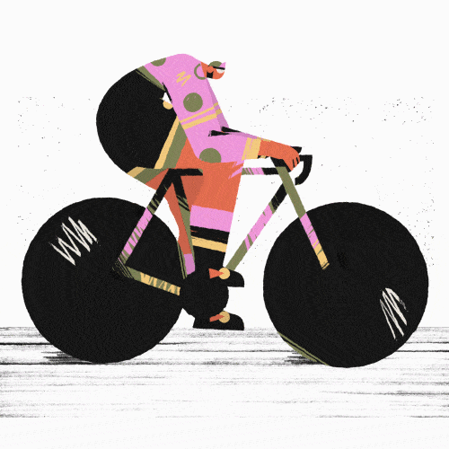 Gif de pessoa andando de bicicleta. Ilustração de Fabrizio Lenci
