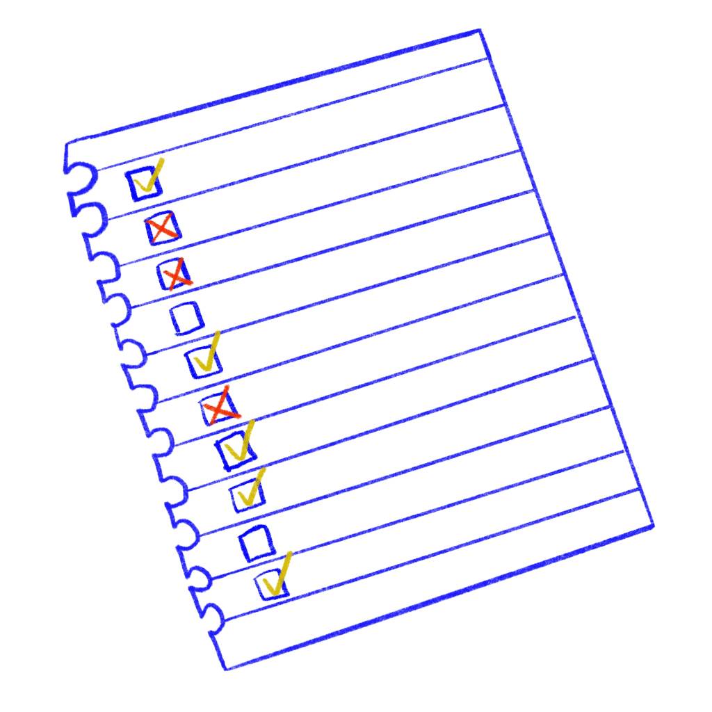 ilsutração de uma folha de caderno com uma checklist