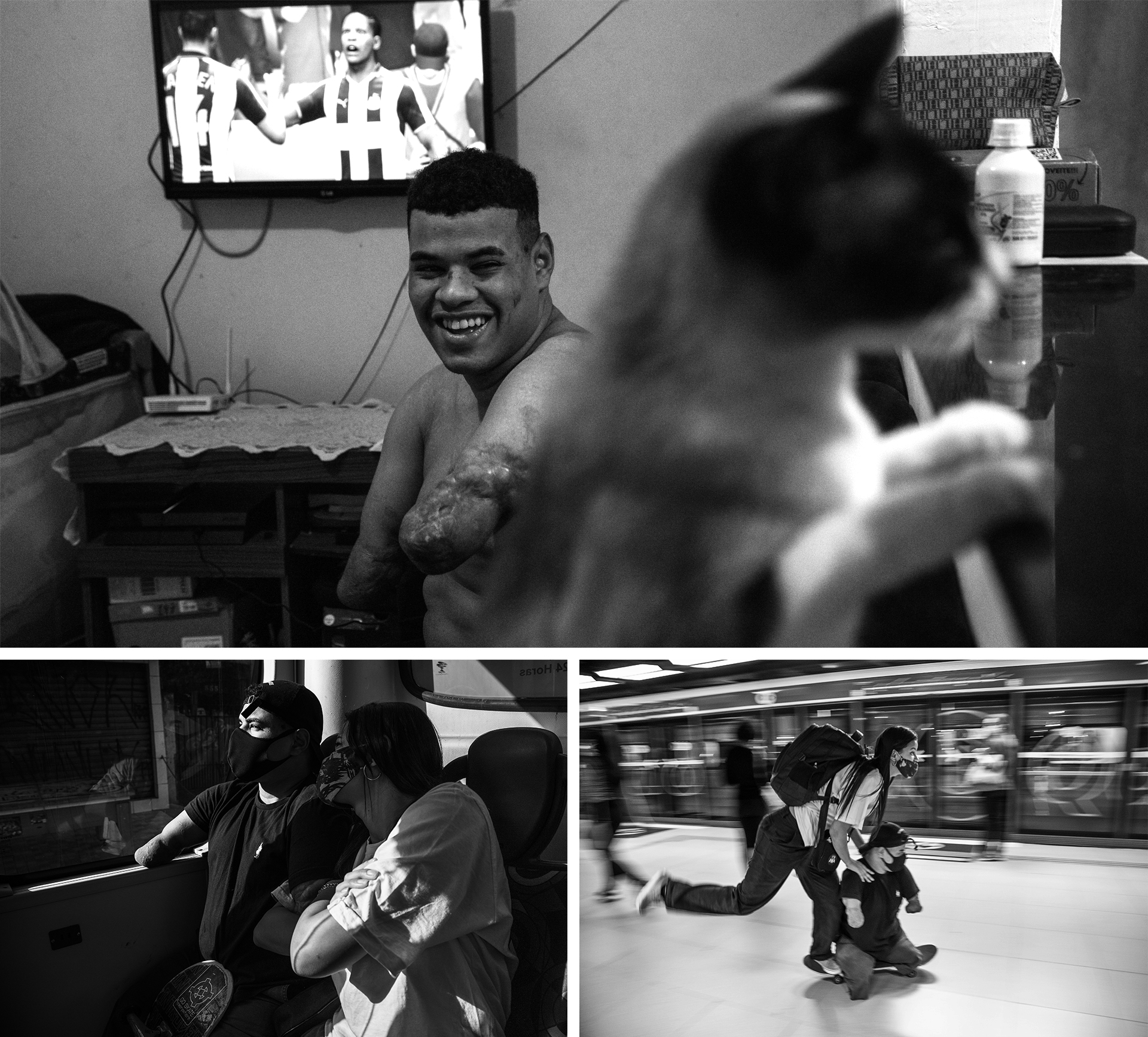 Daniel Amorim na manhã do campeonato, na sua casa no Capão Redondo, em São Paulo. E, a caminho do evento, junto de sua irmã mais nova, Suzana, que o acompanha diariamente