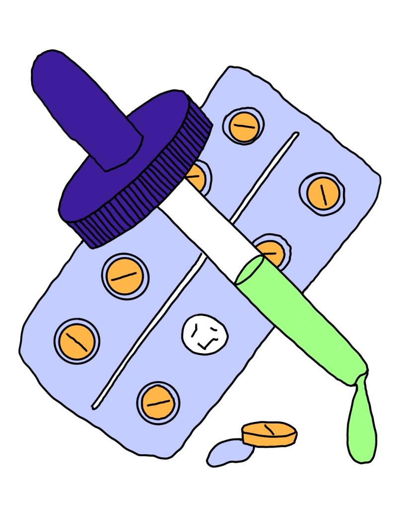 ilsutração contagotas e pilulas