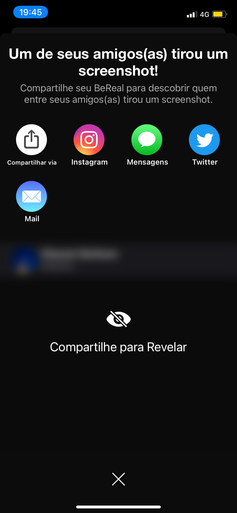 print da tela do app BeReal